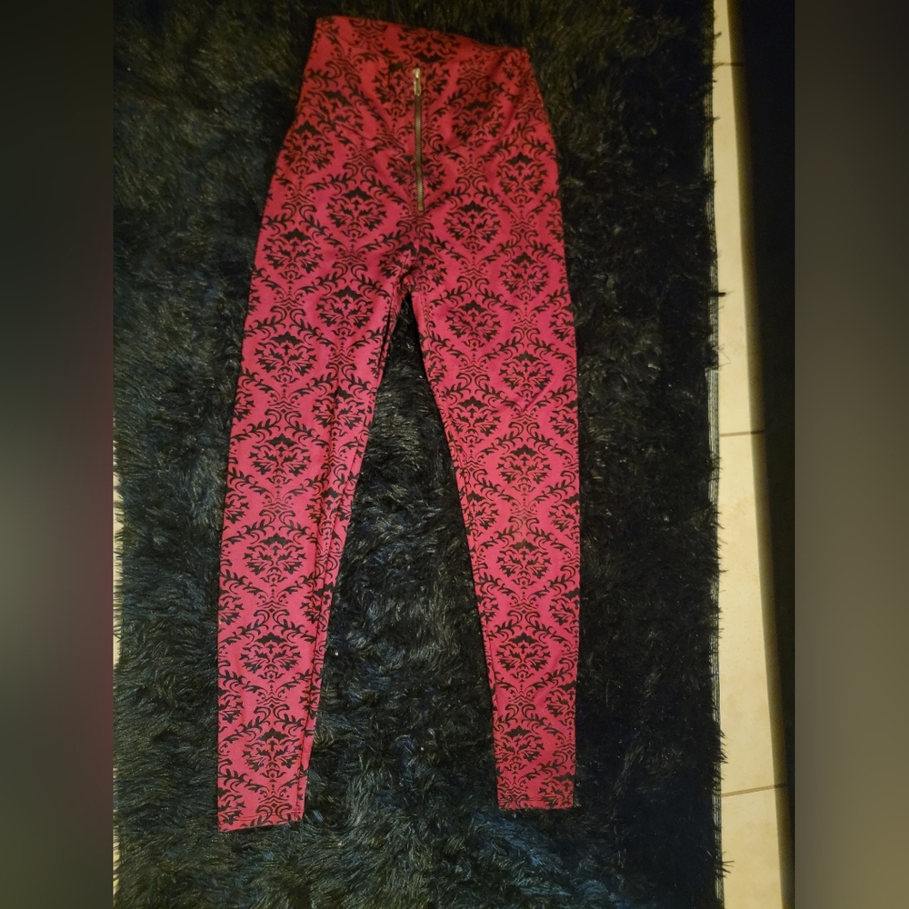 NOT KILLSTAR Red And Black Pattern Pants No size is listed, it fits a small/xs